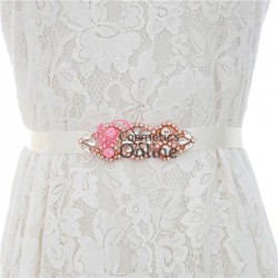 Brau din satin Hand Made Luxury BLT048AA cu Crystale aplicate pentru rochie de mireasa